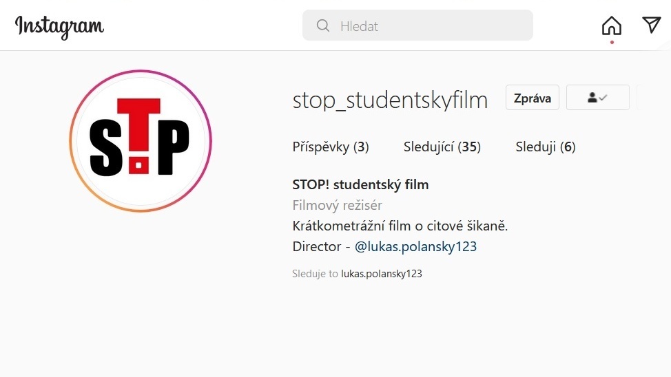 Založení Instagramového profilu filmu