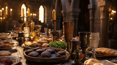 shamaniro_medieval_banquet_full_table_food_wine_d3b5946f-292b-4875-af41-cd4a97b9e707.png